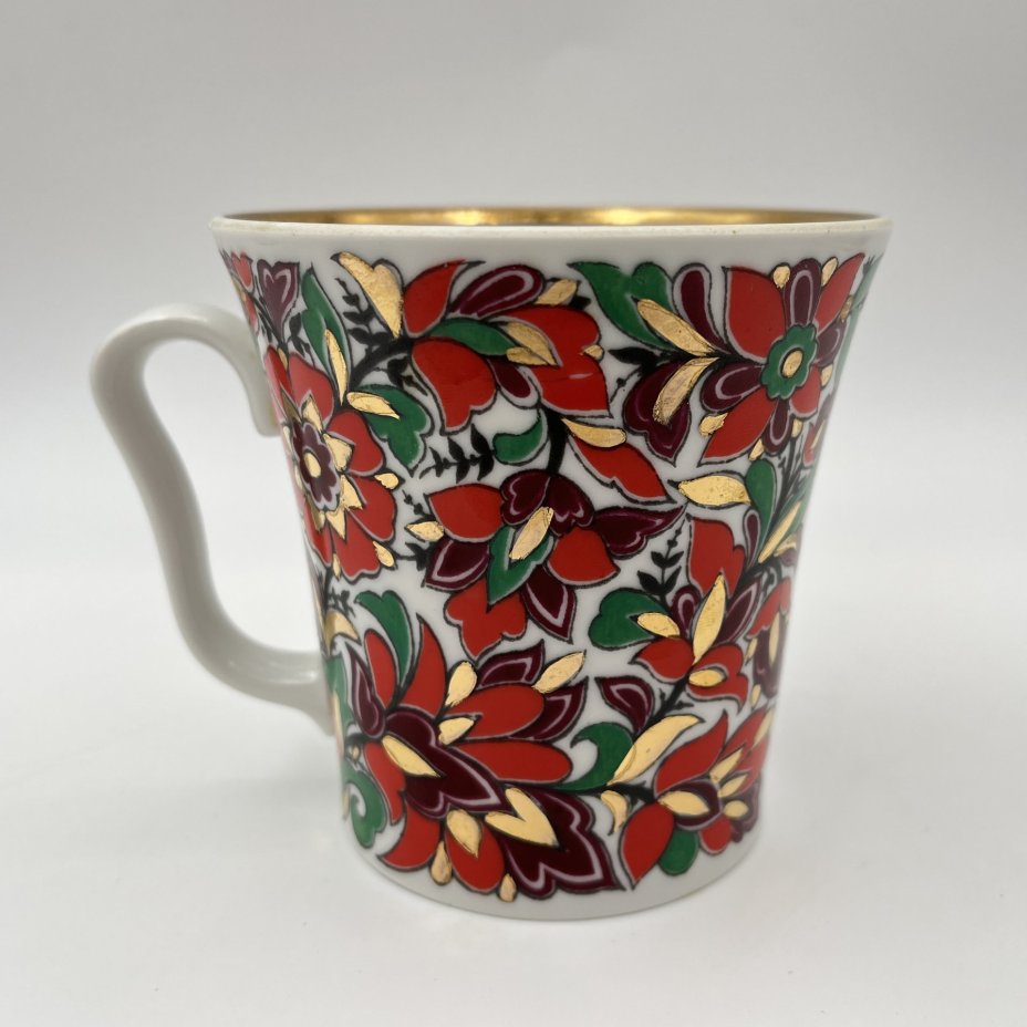 Бокал чайный "Красный петух", автор рисунка А.В. Воробьевский (форма "Ленинградский")