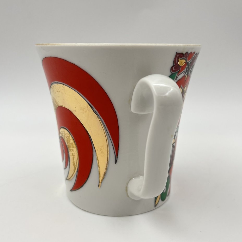 Бокал чайный "Красный петух", автор рисунка А.В. Воробьевский (форма "Ленинградский")