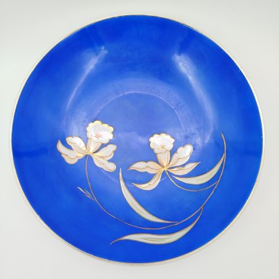 Блюдо (фруктовница) с цветочным декором, фарфор, крытье, золочение, Unterweissbach Werkstätten (Унтервайсбах), Германия, 1956-1962 гг.