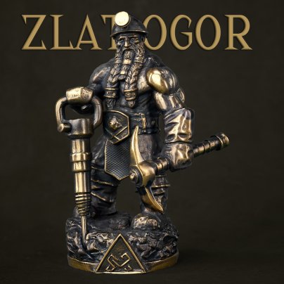 Статуэтка "Zlatogor" ("Золотоискатель")  в брендированной упаковке и с сертификатом подлинности