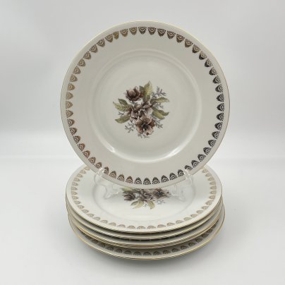 Набор из шести десертных/закусочных тарелок с цветочным декором, фарфор, деколь, золочение, Moritz Zdekauer (MZ), Чехословакия, 1970-1990 гг.