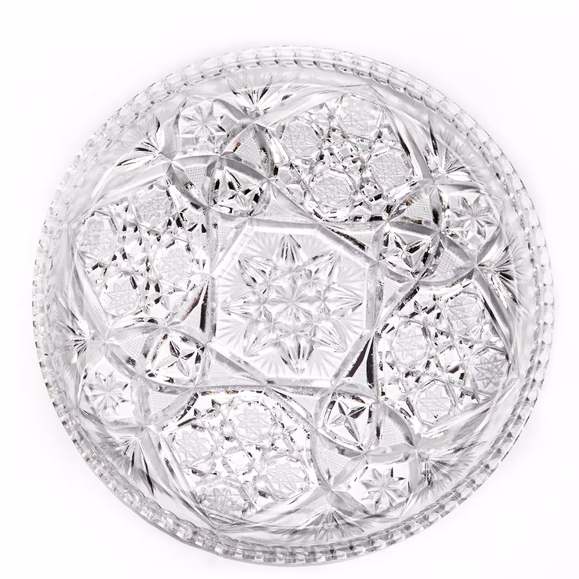 Блюдо с рельефным декором, стекло, алмазная грань, СССР, 1970-1990 гг.