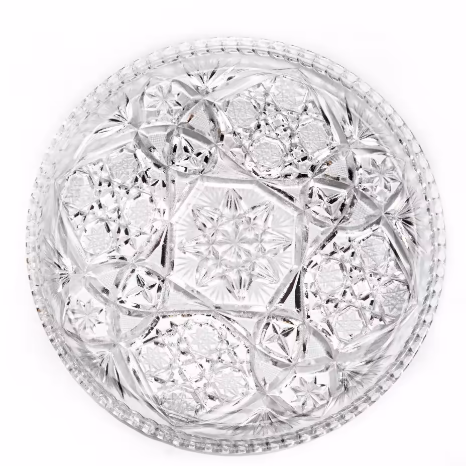 Блюдо с рельефным декором, стекло, алмазная грань, СССР, 1970-1990 гг.