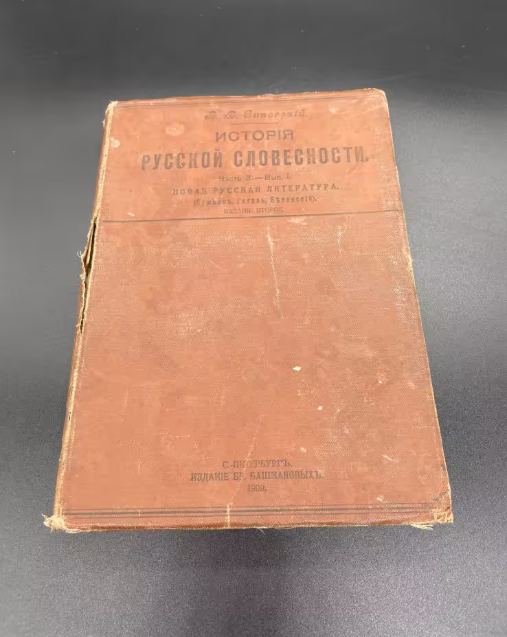 Книга В.В. Сиповский, "История русской словесности" (Пушкин, Гоголь, Белинский) Издание Бр. Башмаковых