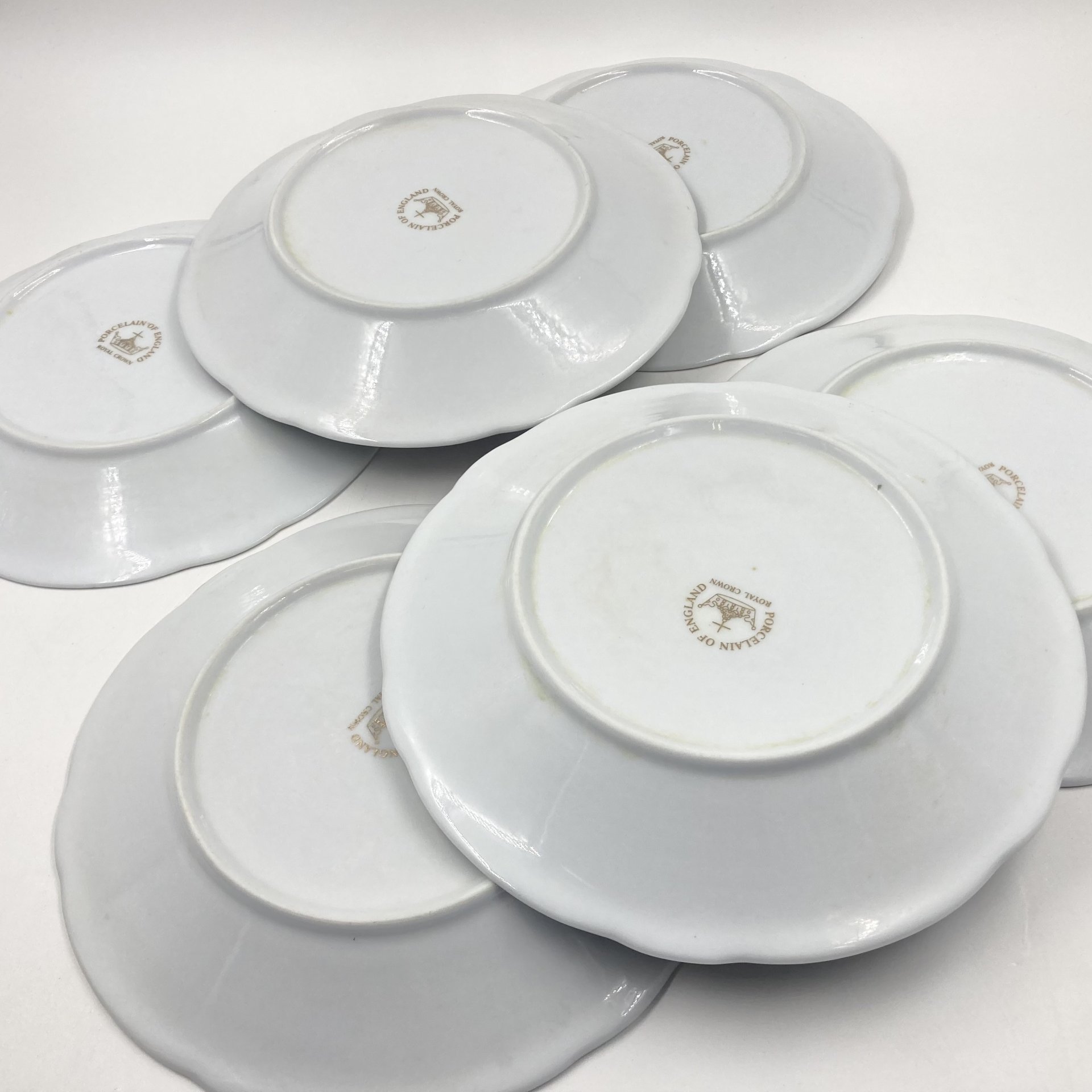Набор из 6-ти обеденных тарелок с флоральным декором, Crown Royal