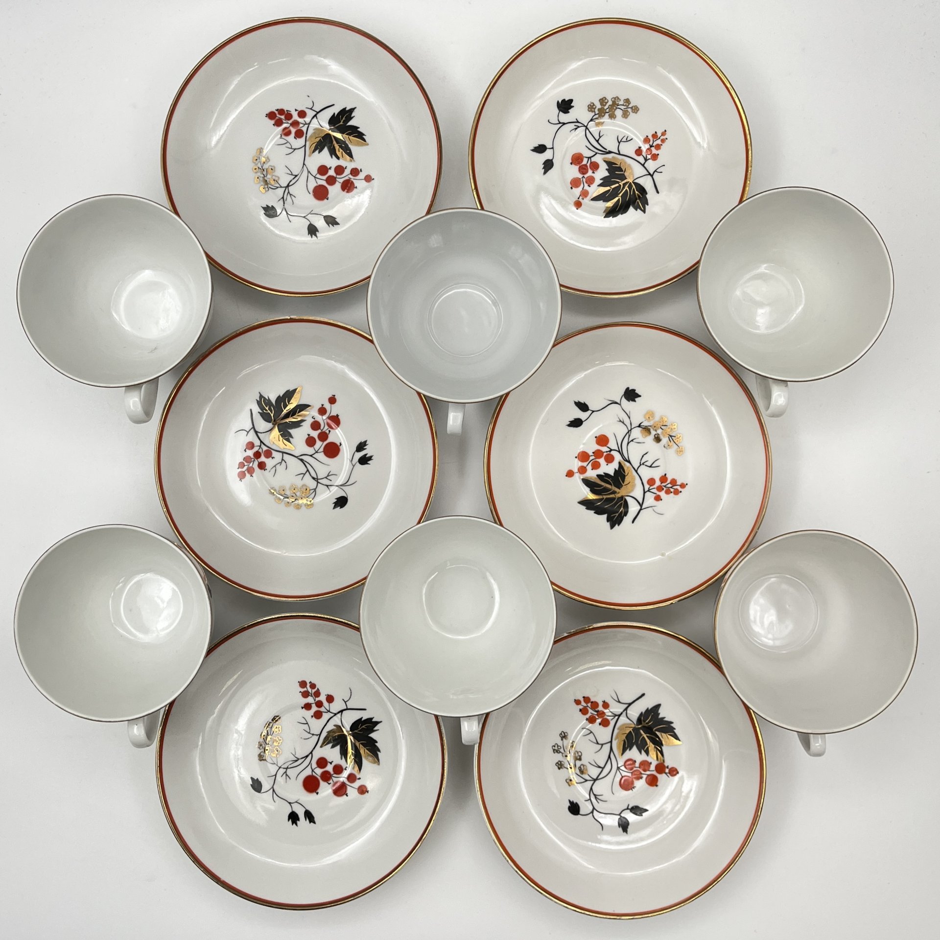 Набор чайных пар (в подборе) "Красная смородина" на 6 персон, автор Александра Щекатихина-Потоцкая