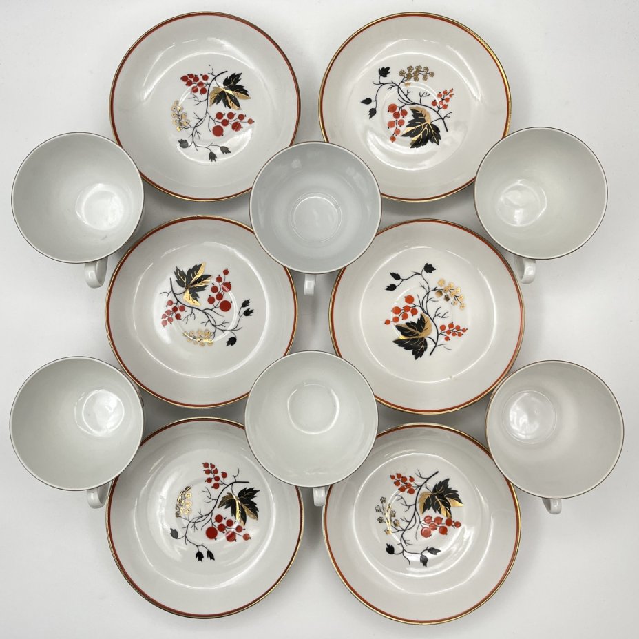 Набор чайных пар (в подборе) "Красная смородина" на 6 персон, автор Александра Щекатихина-Потоцкая