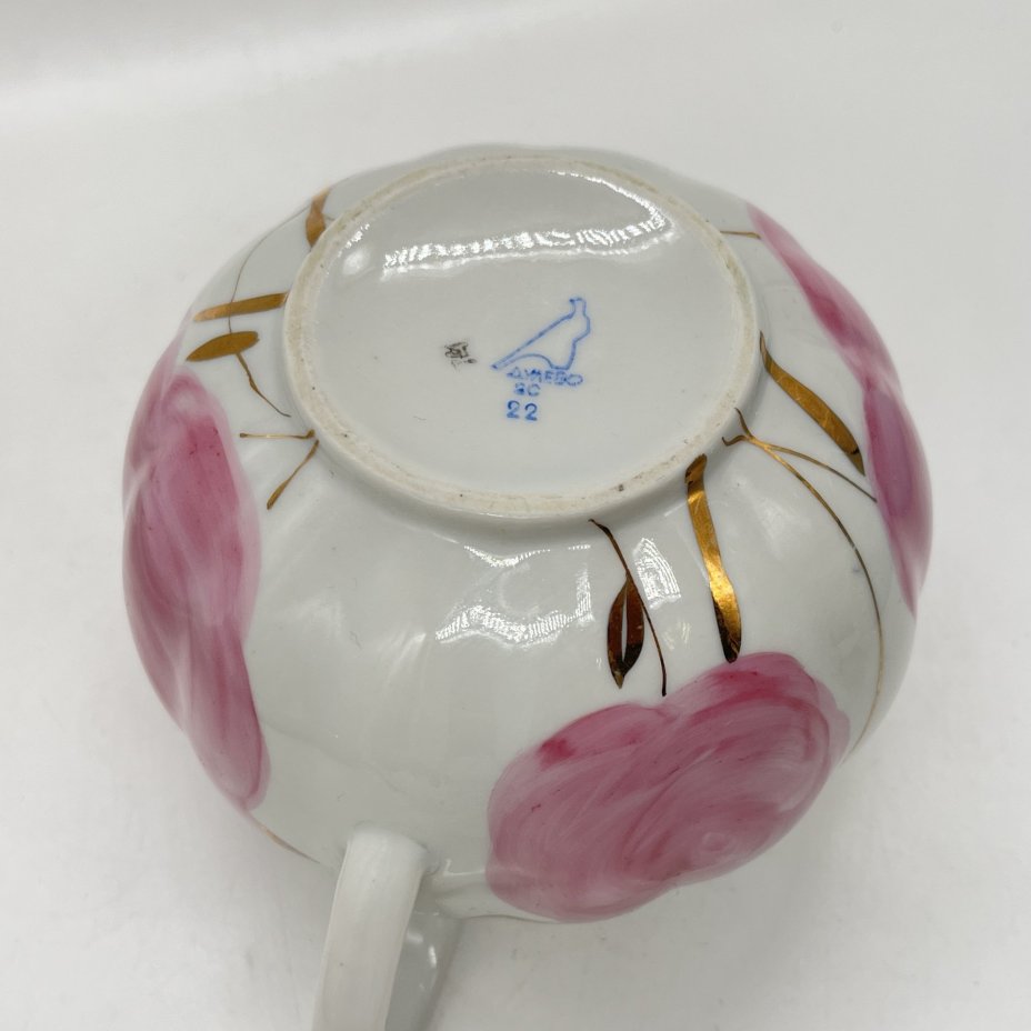 Сахарница "Розы" с расписным декором (крышка подбор!), фарфор, роспись, золочение, Дулевский фарфоровый завод (Дулёво), СССР, 1970-1991 гг.