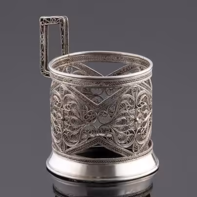 Подстаканник "Ажурные цветы", Казаковская артель «Металлист»