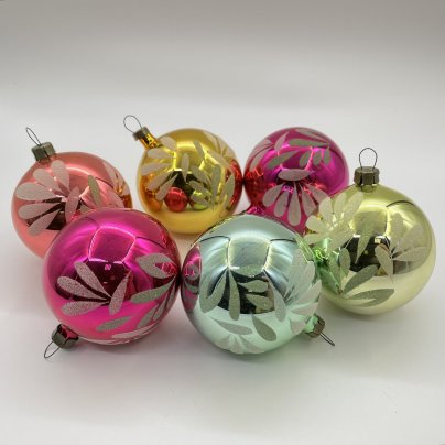 Набор из 5-ти винтажных ёлочных игрушек "Шары"