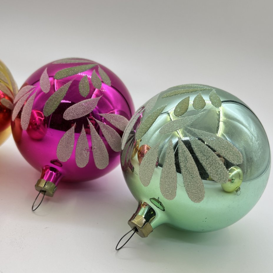 Набор из 6-ти винтажных ёлочных игрушек "Шары"