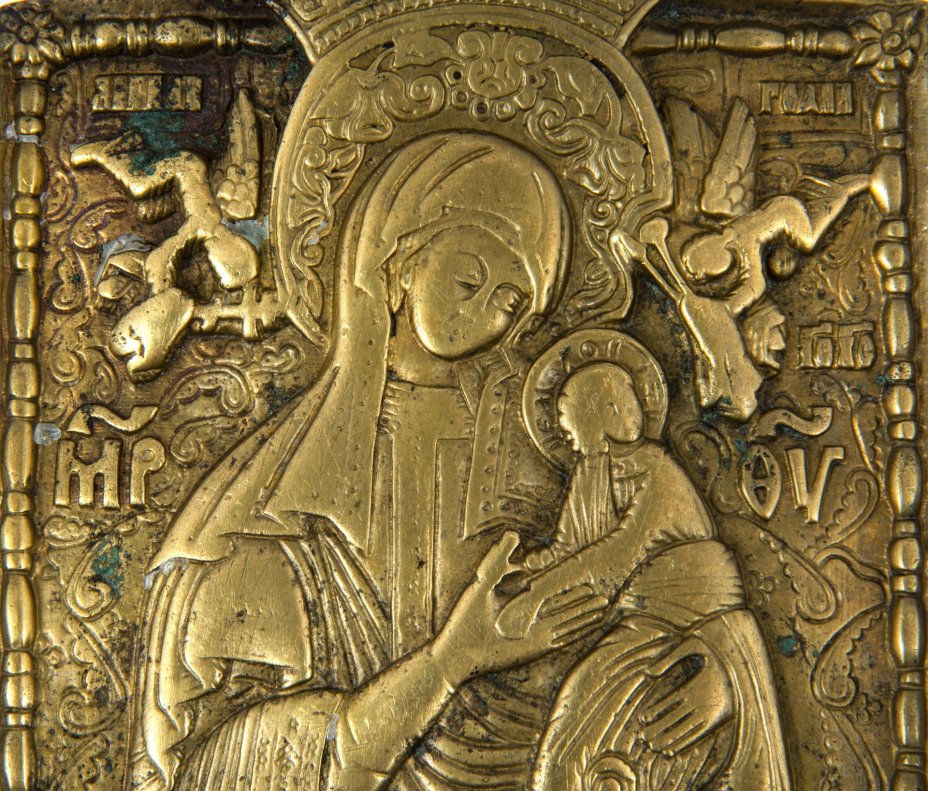 Икона "Страстная Икона Божией Матери", бронза, литье, Российская Империя, 1850-1890 гг.