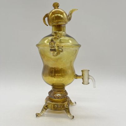 Самовар небольшого размера из цветного стекла, цветное стекло, СССР, 1970-1980 гг.