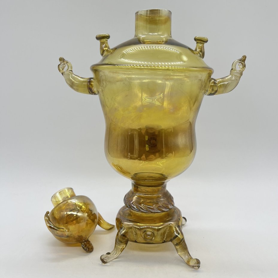 Самовар небольшого размера из цветного стекла, цветное стекло, СССР, 1970-1980 гг.
