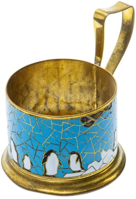 Подстаканник "Пингвины", латунь, эмаль, СССР, 1960-1990 гг.