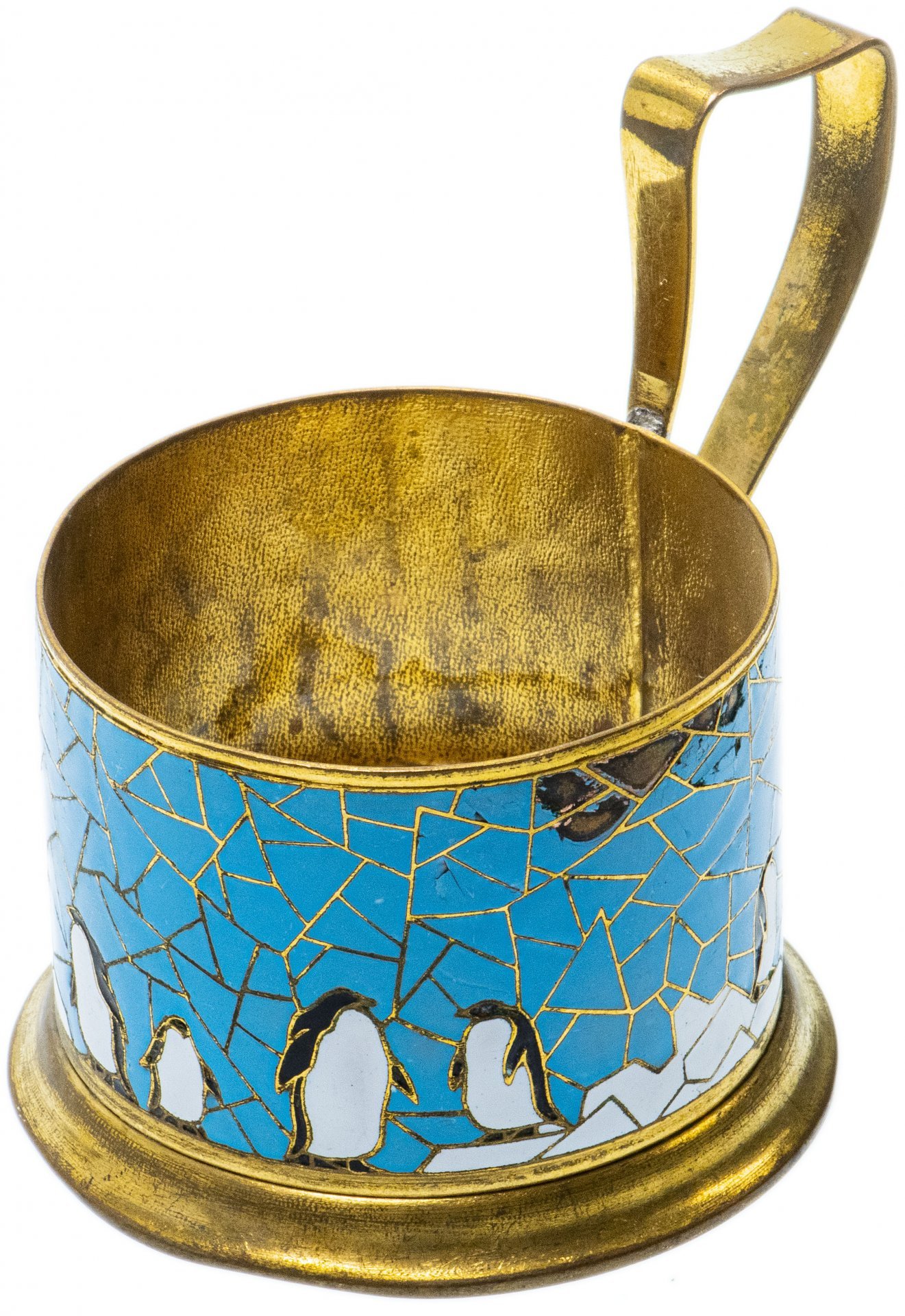 Подстаканник "Пингвины", латунь, эмаль, СССР, 1960-1990 гг.