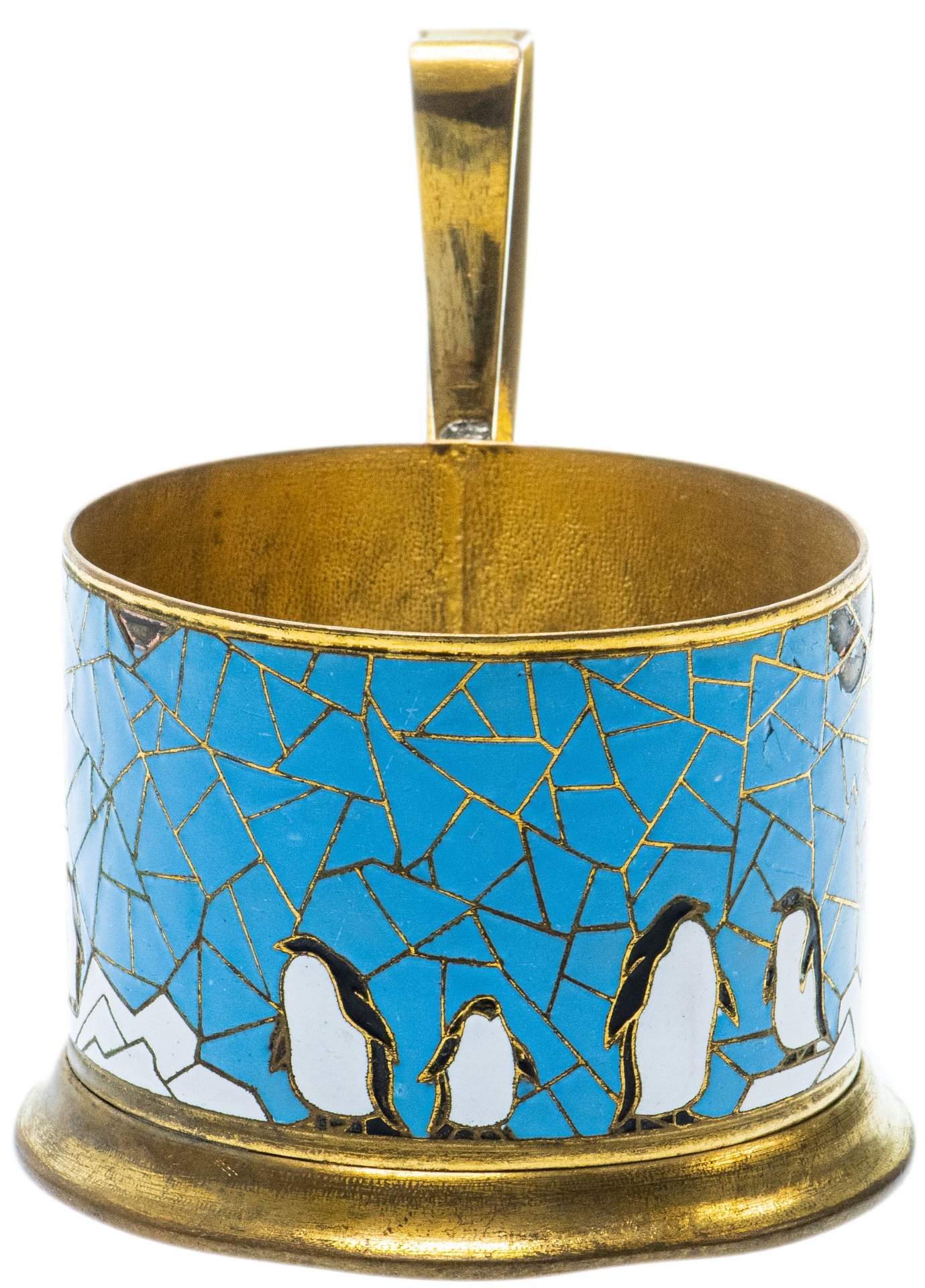 Подстаканник "Пингвины", латунь, эмаль, СССР, 1960-1990 гг.