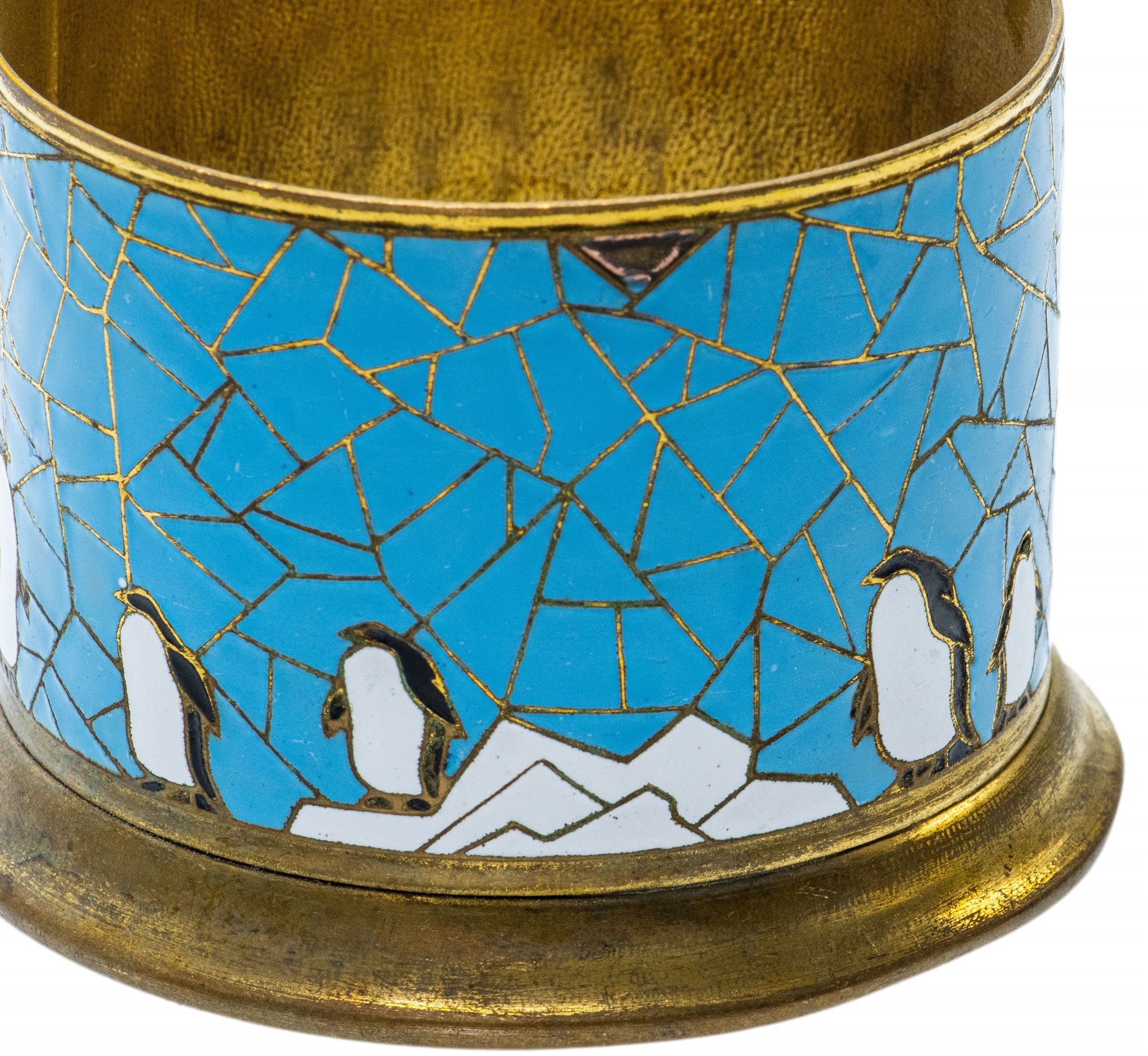 Подстаканник "Пингвины", латунь, эмаль, СССР, 1960-1990 гг.