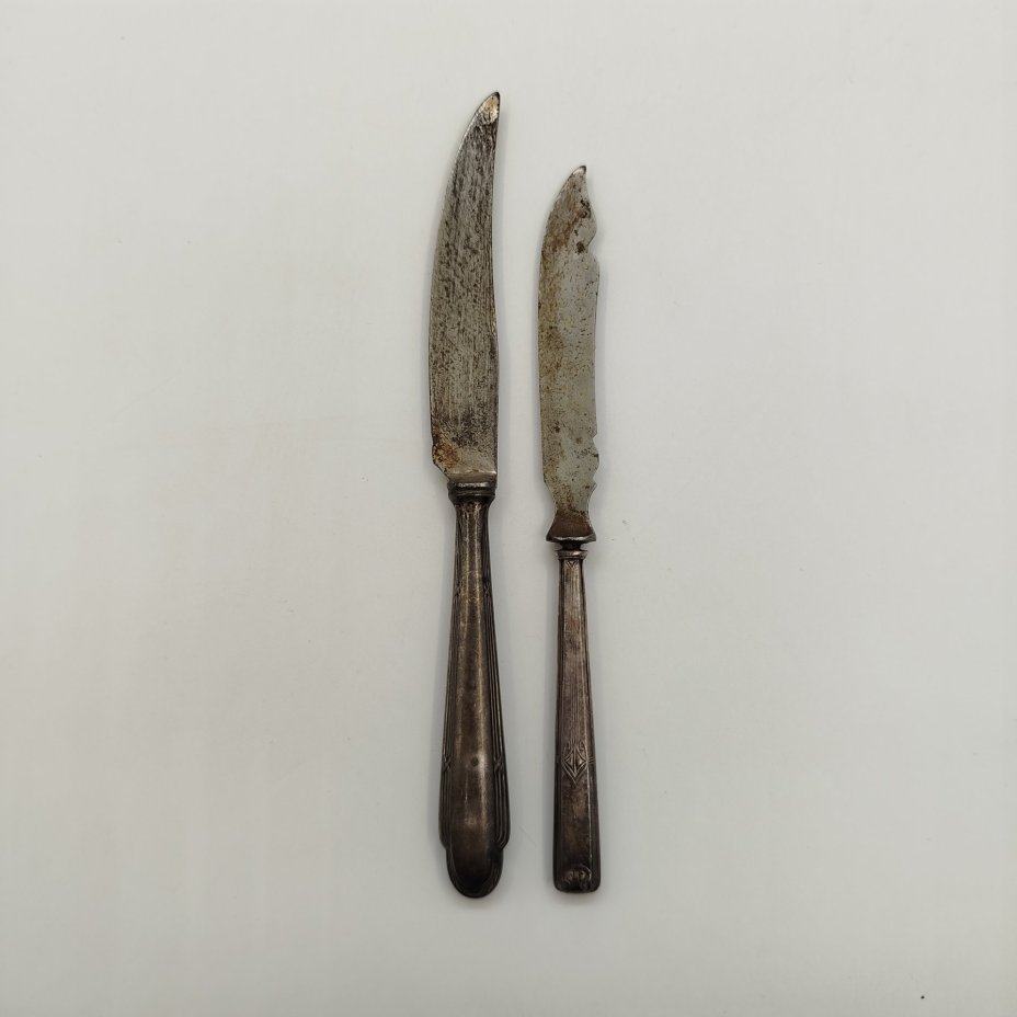 Набор из 2 десертных ножей, металл, серебрение, Германия, 1890-1920 гг.