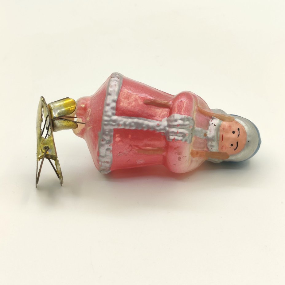 Игрушка елочная на прищепке "Марфушечка" из сказки "Морозко", стекло, роспись, металл, Завод стеклянных ёлочных украшений и оптических изделий, г. Москва, СССР, 1950-1960 гг.