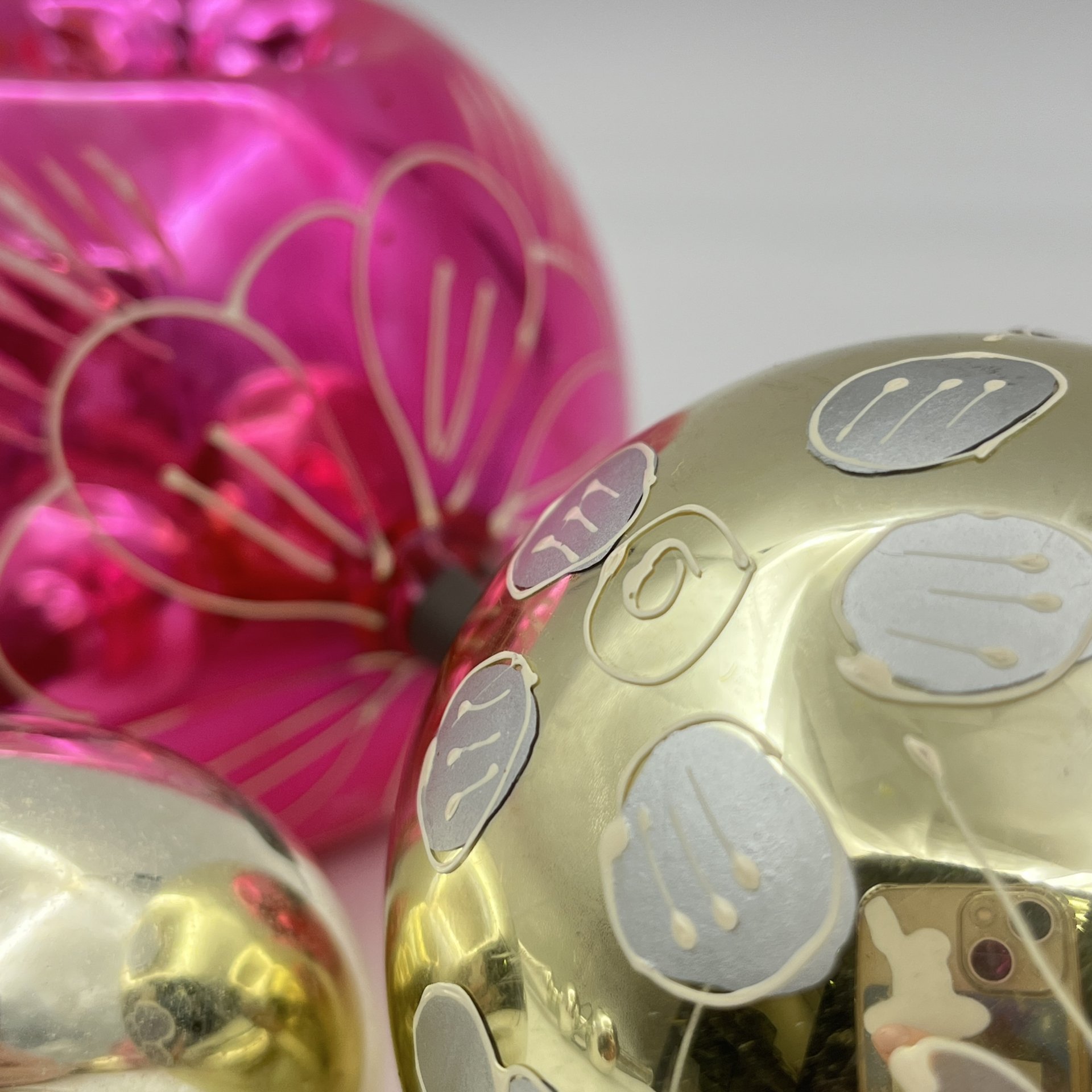 Набор из 3 елочных игрушек крупного размера, стекло, краска, металл, СССР, 1950-1980 гг.