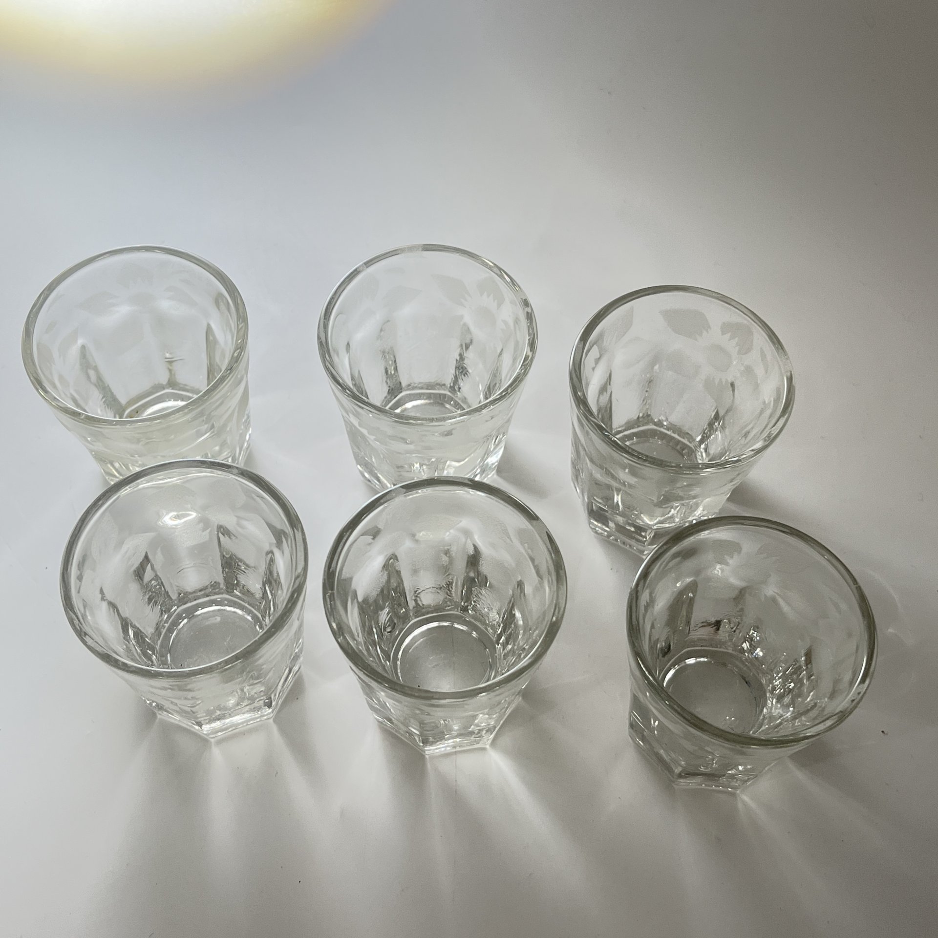 Набор из 6 стопок с цветочным декором, хрусталь, СССР, 1970-1990 гг.