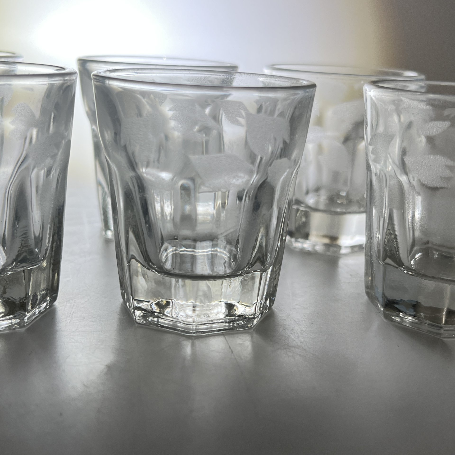 Набор из 6 стопок с цветочным декором, хрусталь, СССР, 1970-1990 гг.