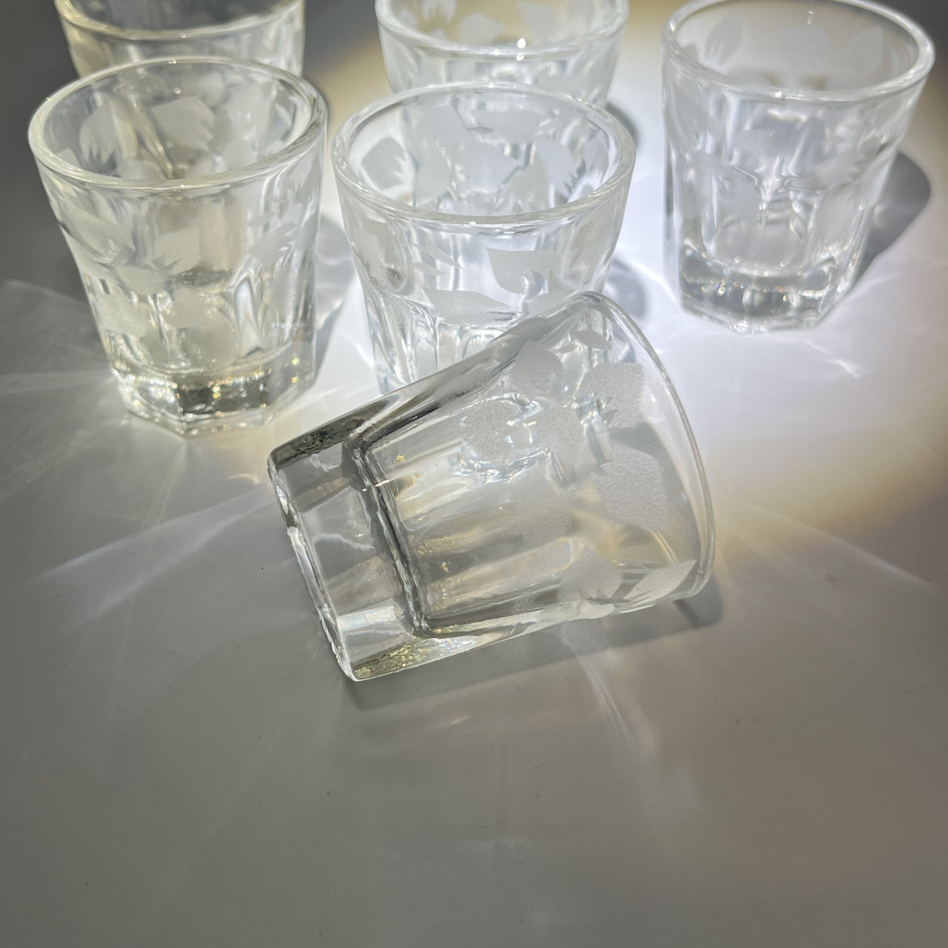 Набор из 6 стопок с цветочным декором, хрусталь, СССР, 1970-1990 гг.