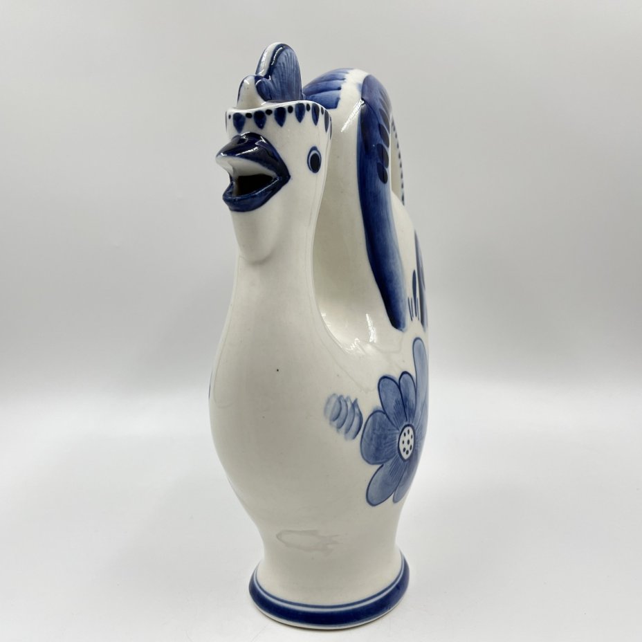 Штоф "Петух", фарфор, роспись, Объединение «Гжель», СССР, 1972-1985 гг., Объединение «Гжель»