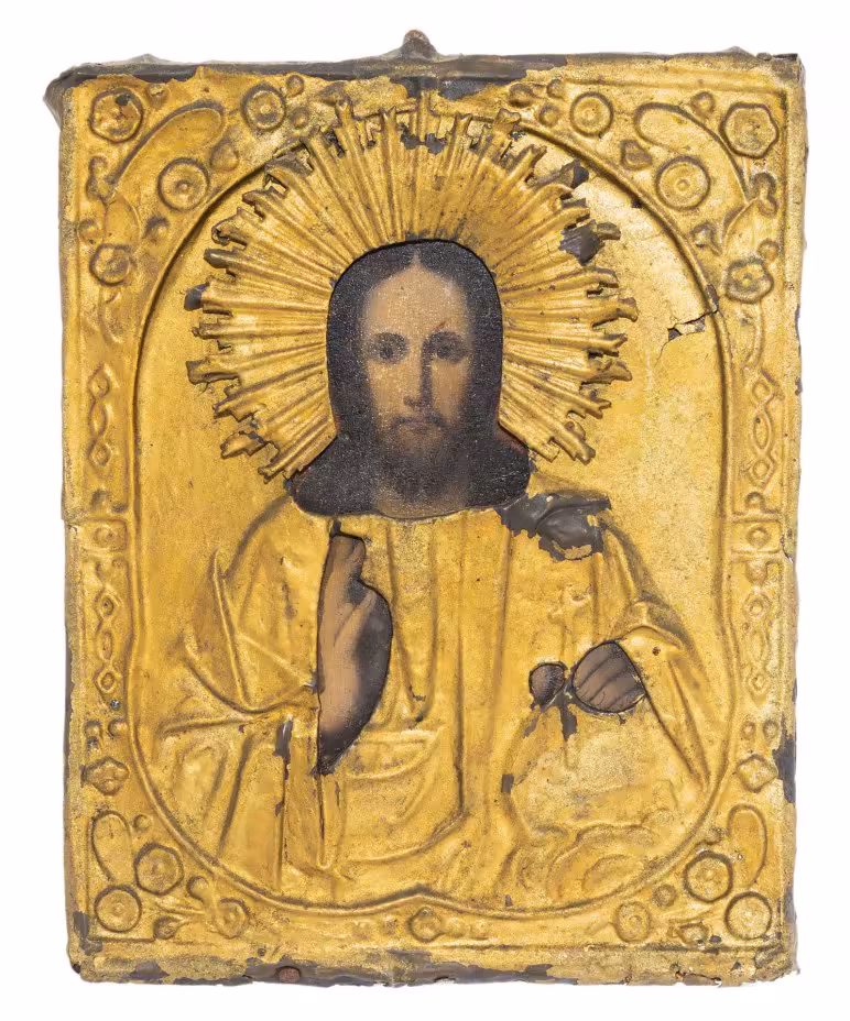 Икона "Господь Вседержитель", дерево, темпера, Российская Империя, 1850-1900 гг.