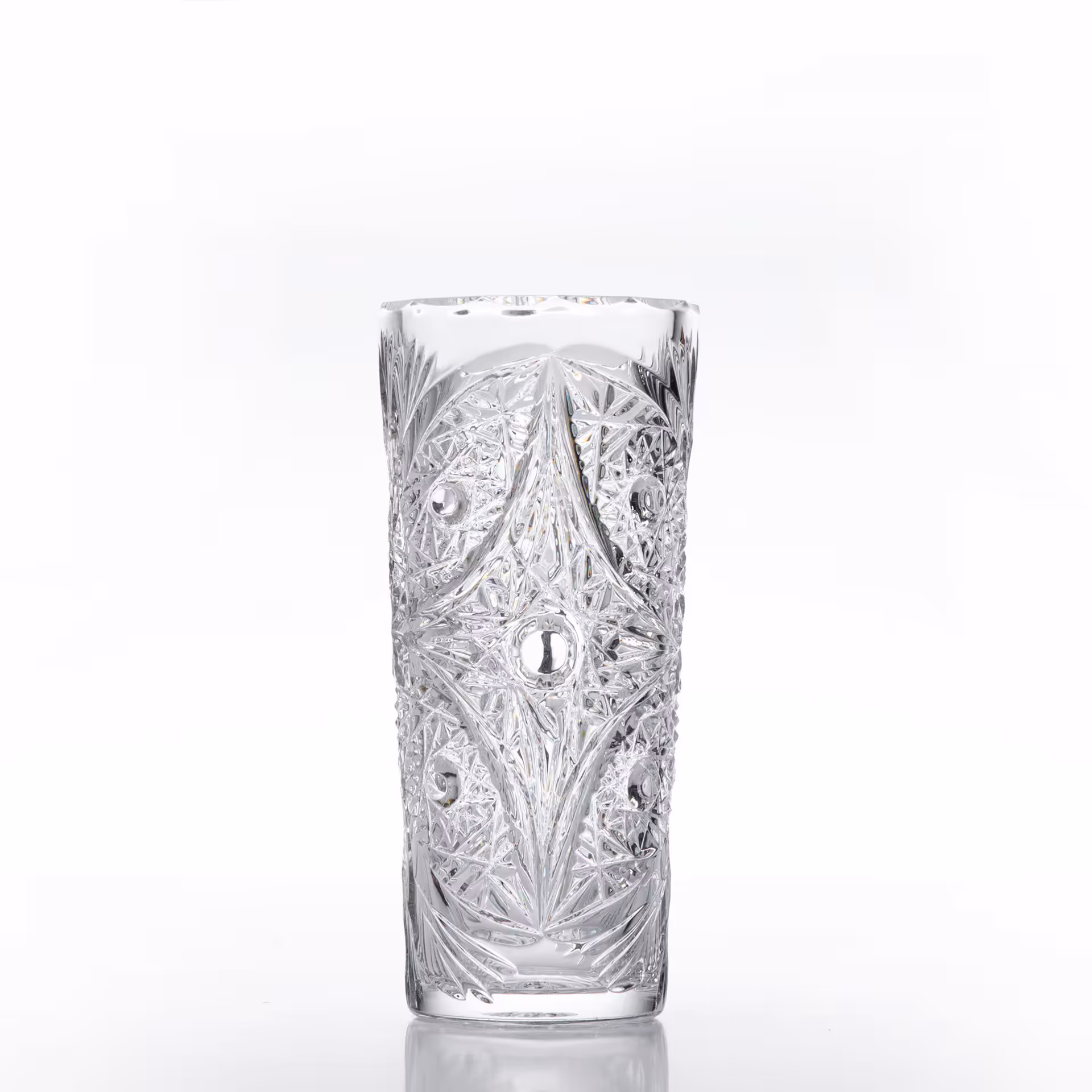 Ваза для цветов с рельефным декором, хрусталь, алмазная грань, СССР, 1970-1990 гг.