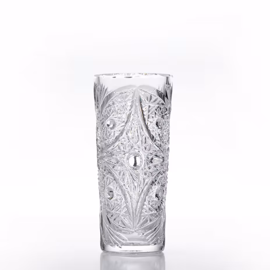 Ваза для цветов с рельефным декором, хрусталь, алмазная грань, СССР, 1970-1990 гг.