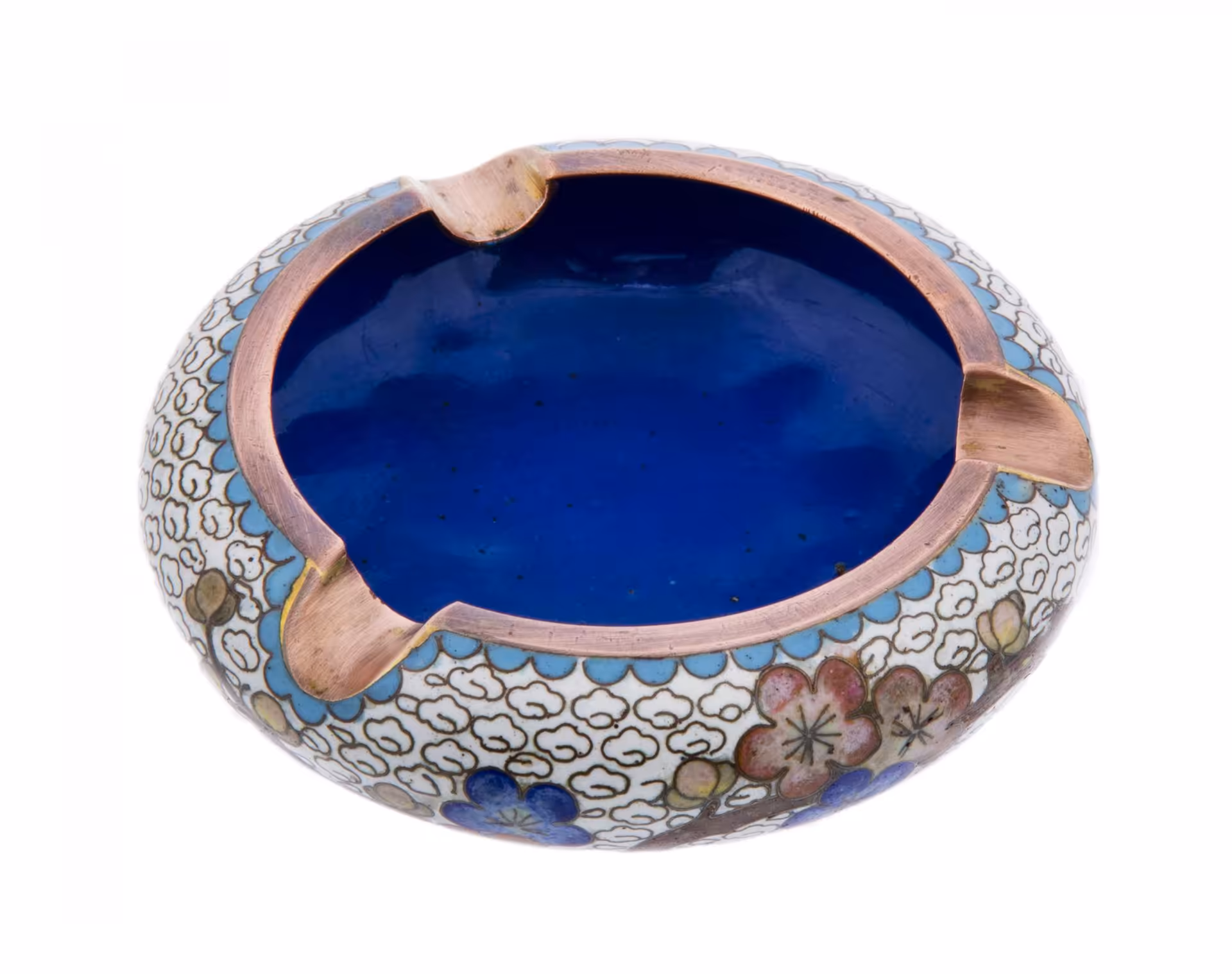Пепельница с фигурным туловом "Сакура", техника клуазоне, медь, Китай, 1970-1980 гг.