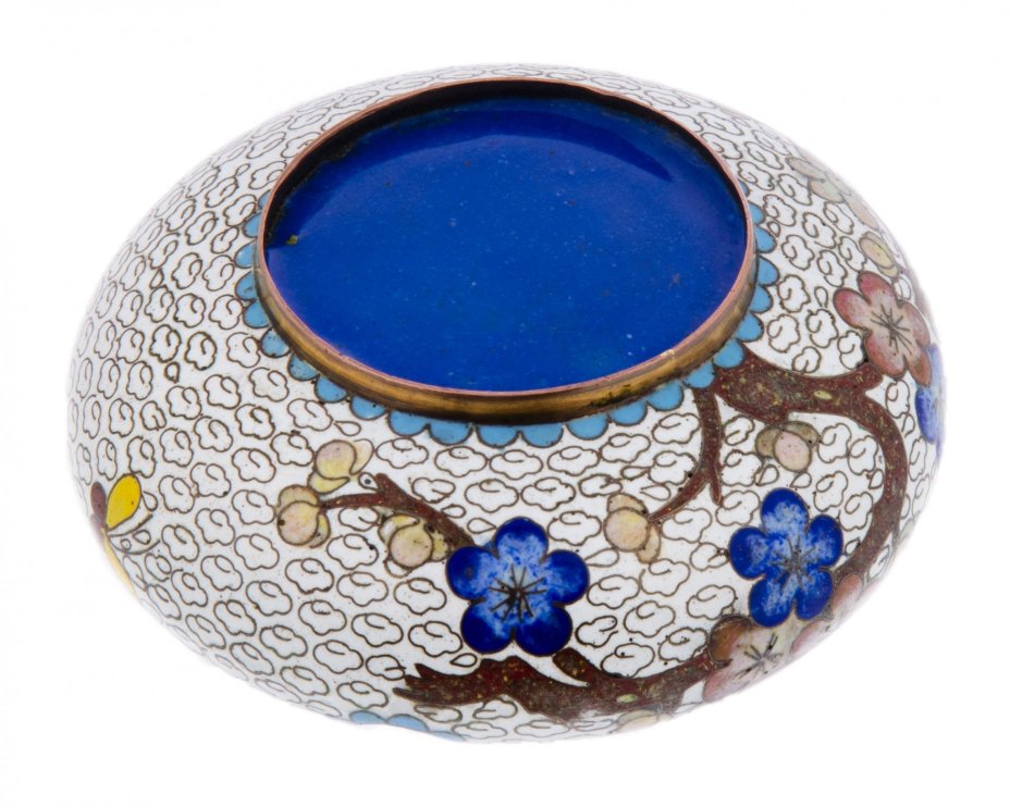 Пепельница с фигурным туловом "Сакура", техника клуазоне, медь, Китай, 1970-1980 гг.
