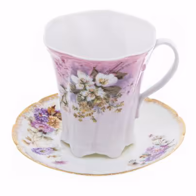 Пара кофейная с нежным цветочным декором (в подборе), фарфор, деколь, золочение, Западная Европа, 1890-1910 гг.