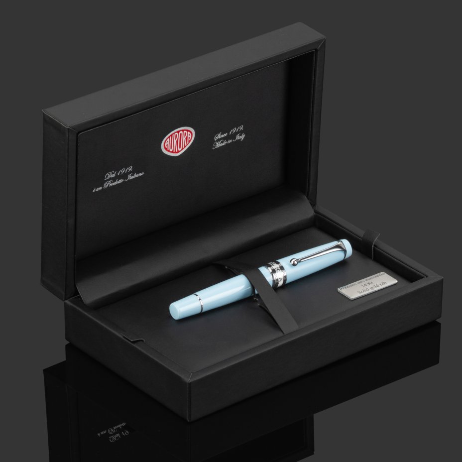 Перьевая ручка Aurora Optima Flex Ight-Blue Resin CT в подарочной коробке