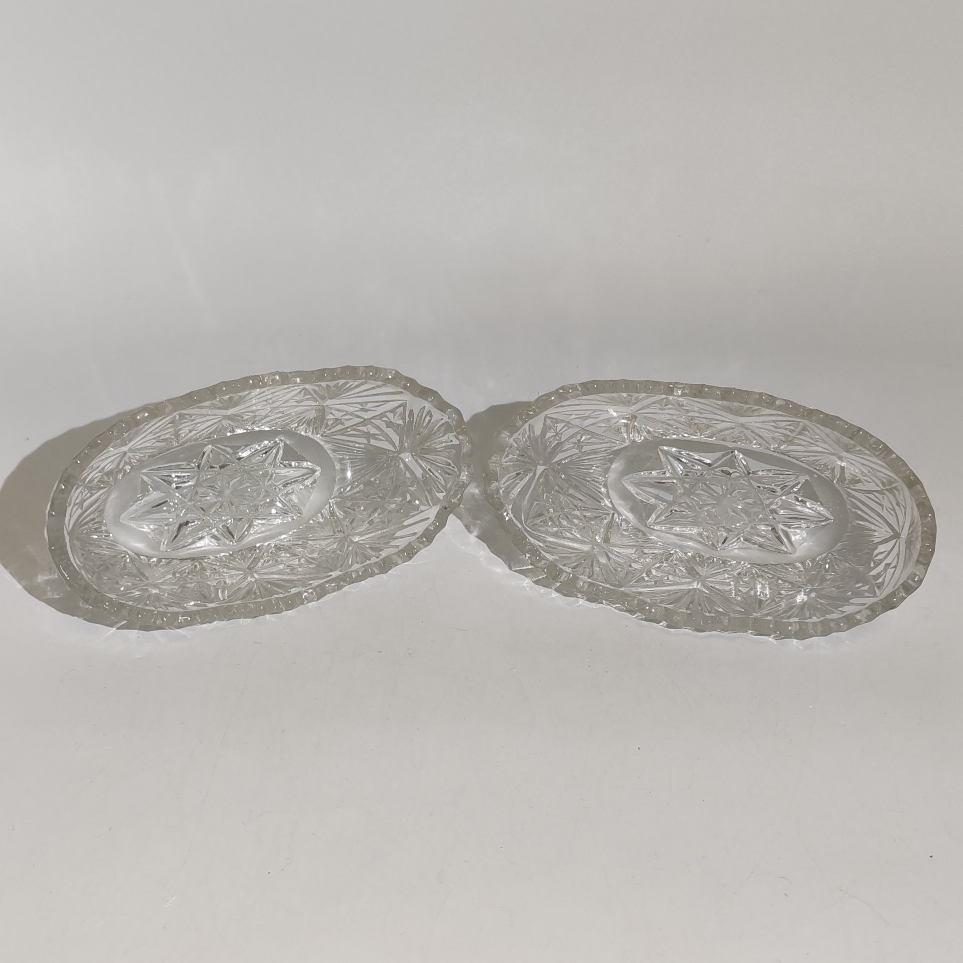 Набор из 2-х икорниц с рельефным декором, хрусталь, СССР, 1970-1990 гг.