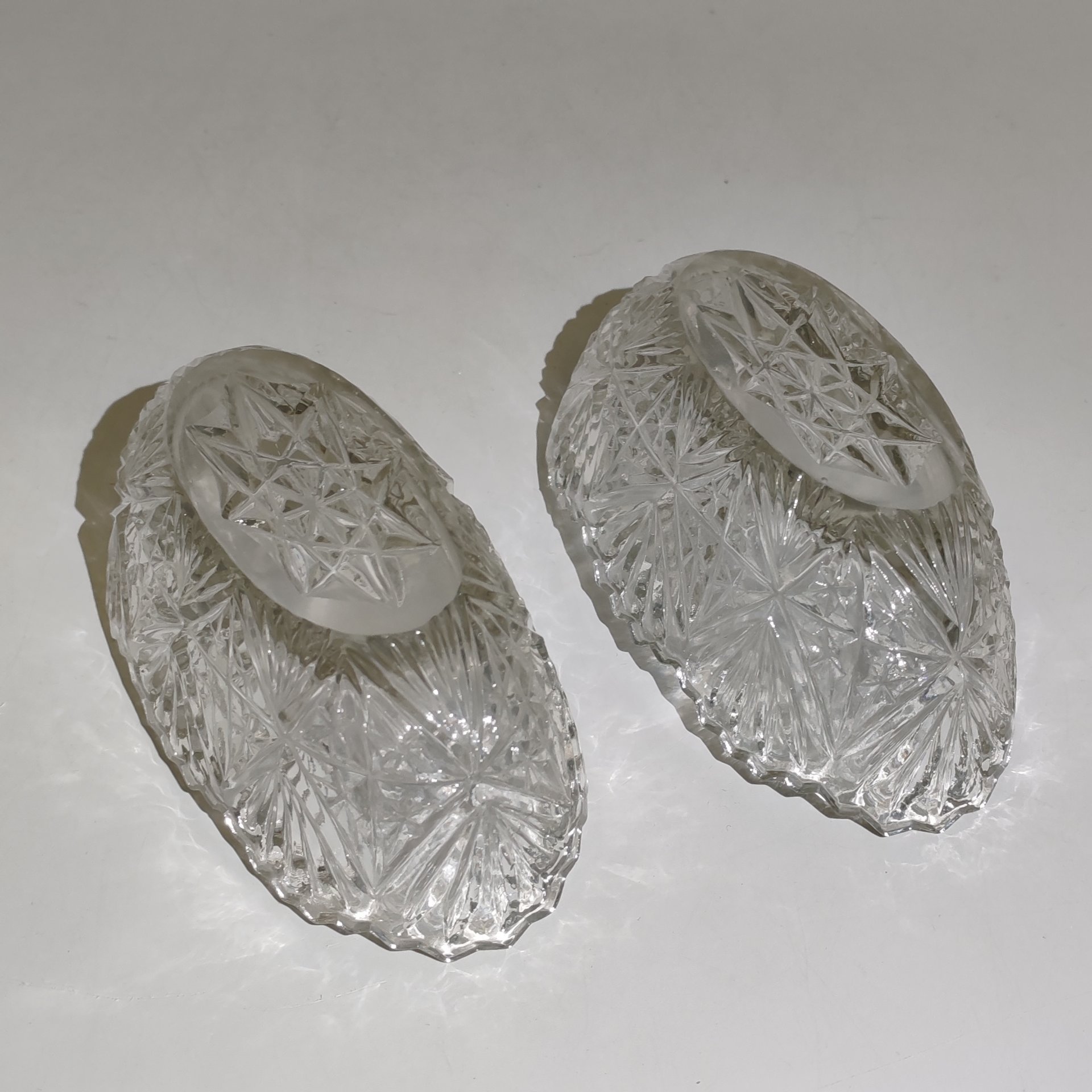 Набор из 2-х икорниц с рельефным декором, хрусталь, СССР, 1970-1990 гг.
