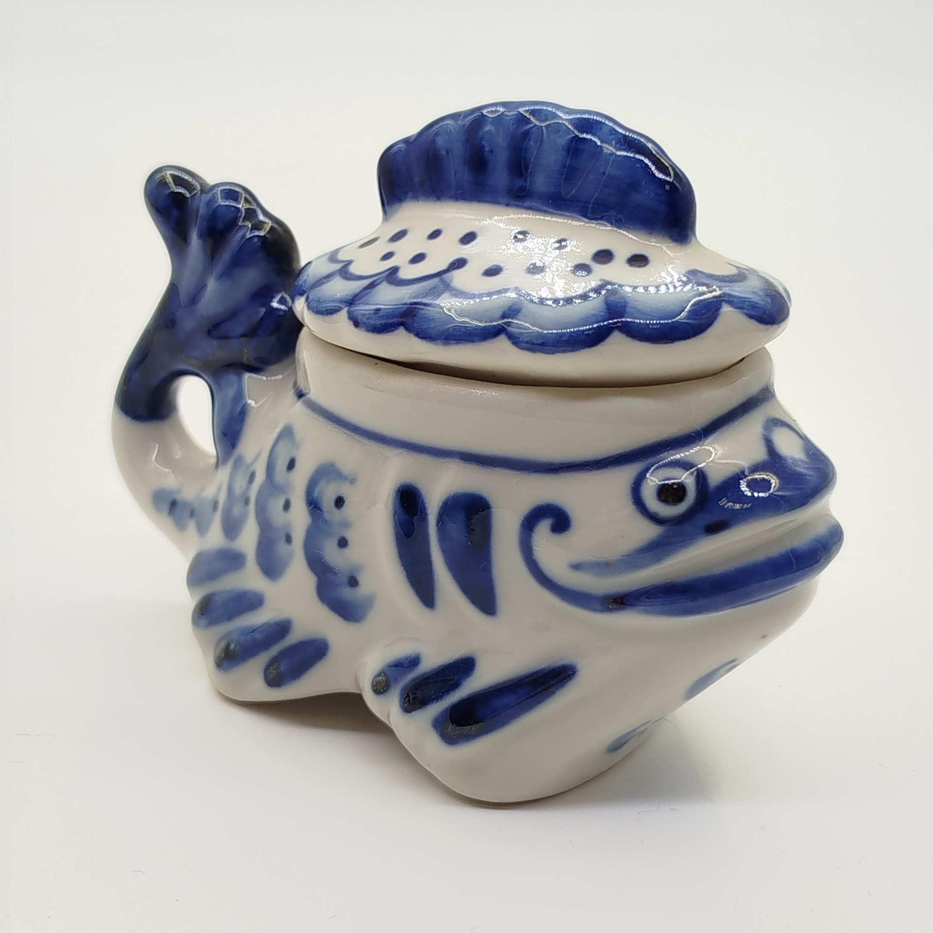 Икорница миниатюрная "Рыба-кит", Гжель