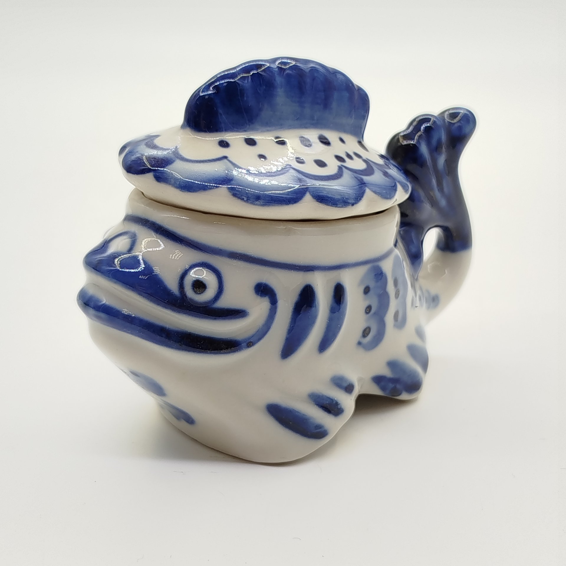 Икорница миниатюрная "Рыба-кит", Гжель