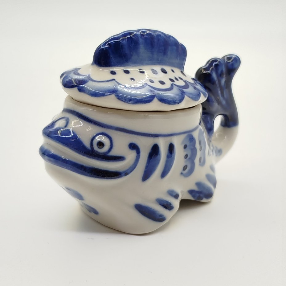 Икорница миниатюрная "Рыба-кит", Гжель