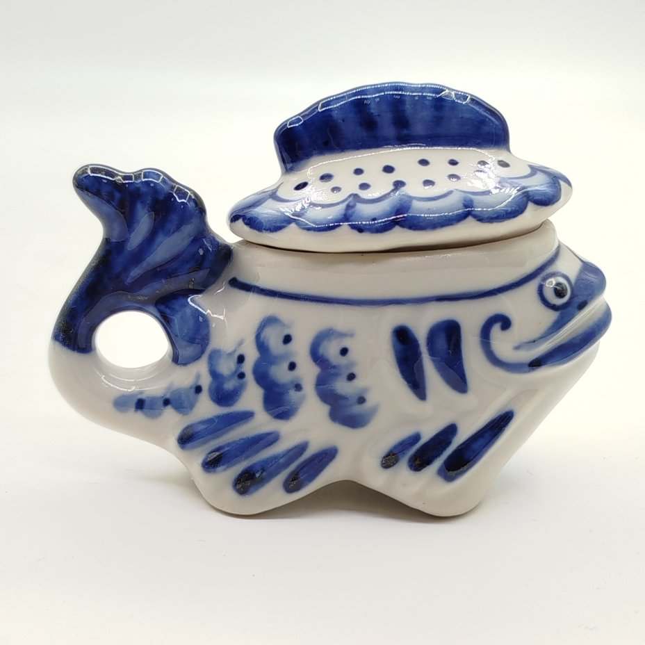 Икорница миниатюрная "Рыба-кит", Гжель