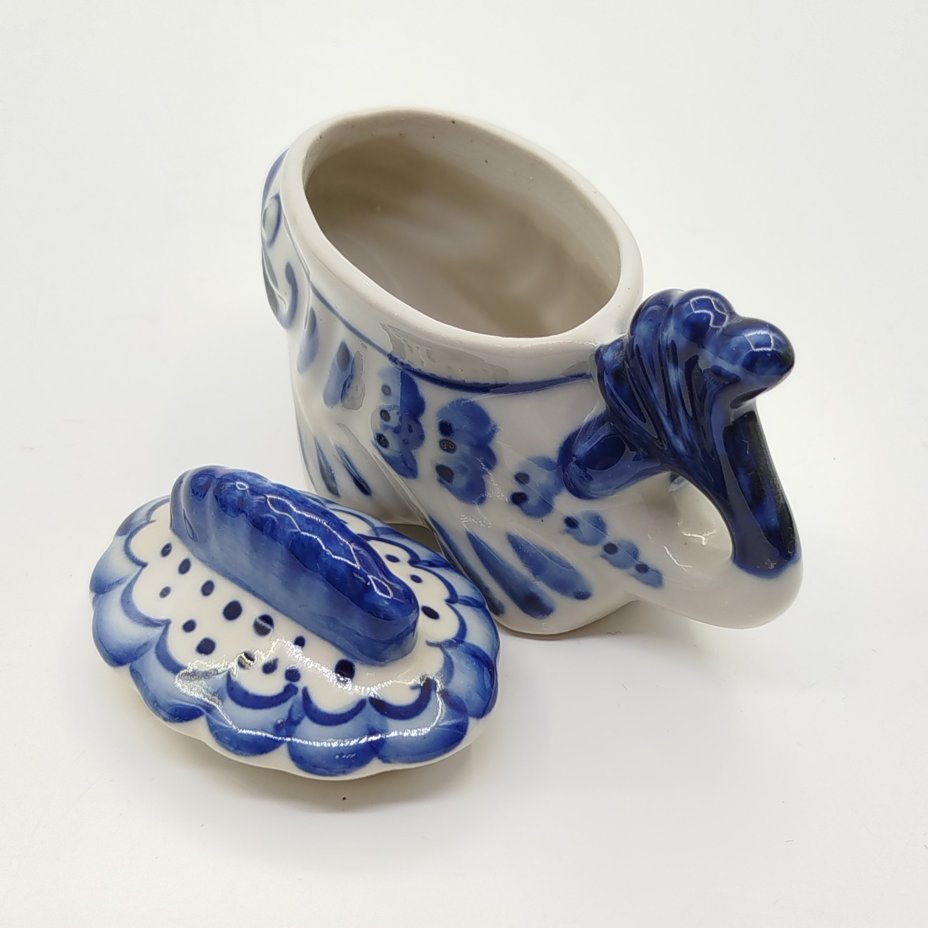 Икорница миниатюрная "Рыба-кит", Гжель