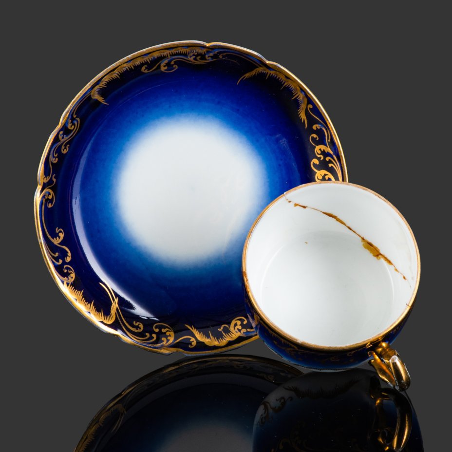 [Редкое клеймо] Кофейная пара, Товарищество М.С. Кузнецова в Москве