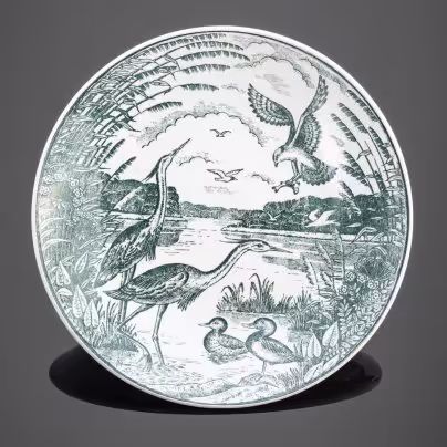 Тарелка настенная "Журавли", Конаковский фаянсовый завод им. М.И. Калинина (ЗиК Конаково)