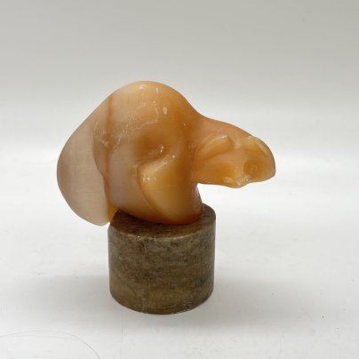 Статуэтка "Песец" на круглой подставке, натуральный камень, СССР, 1980-2000 гг.