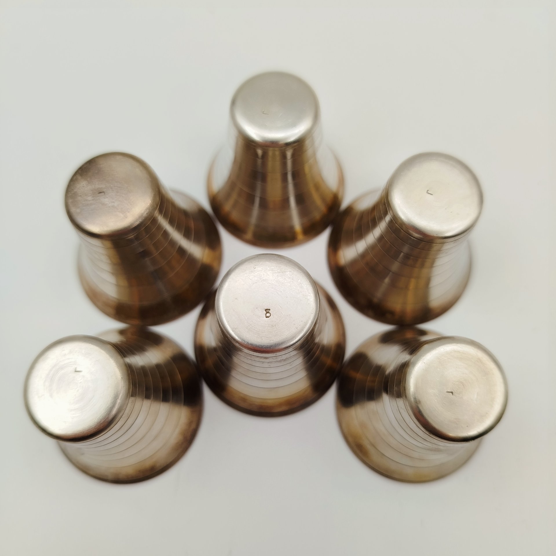 Набор для крепких напитков из 6 стопок и подноса, мельхиор (медь-никель), СССР, 1970-1990 гг.