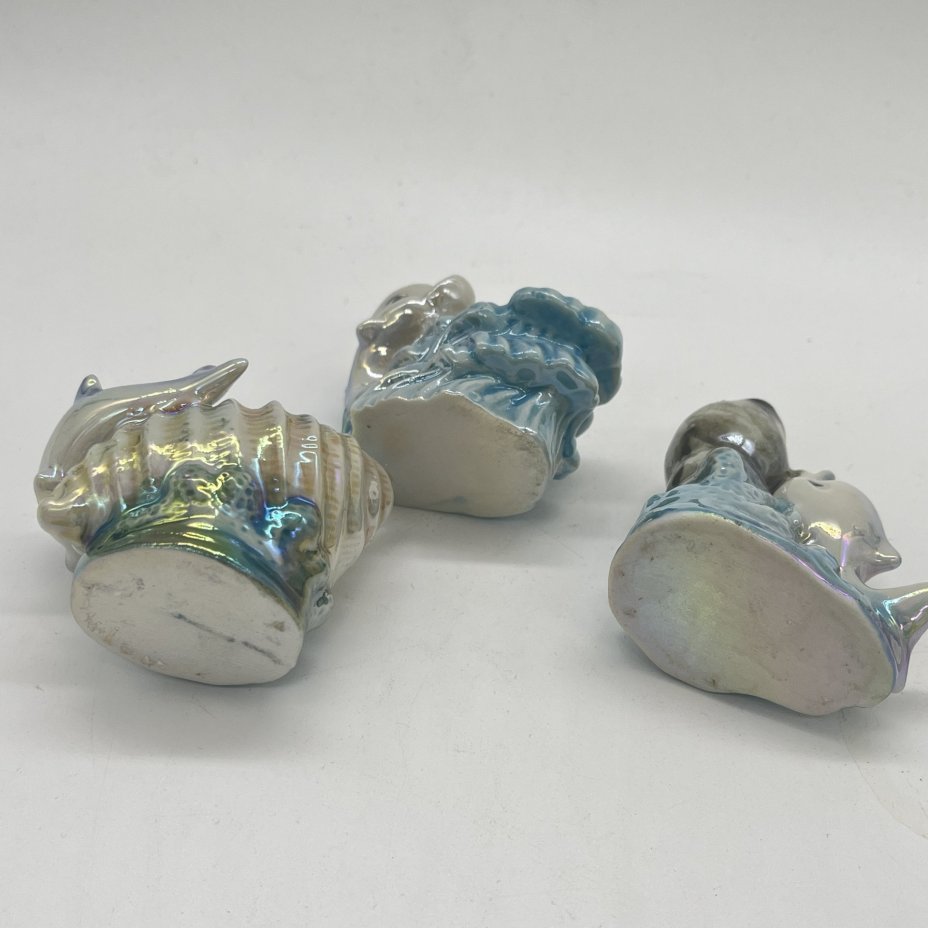 Набор из 3 статуэток "Дельфинчики" с морскими атрибутами