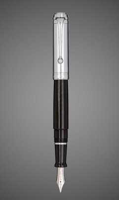 Перьевая ручка Aurora Talentum Cappuccio Cromato Black CT, перо - F, в подарочной коробке, Драгметаллы: родий, смола, хром