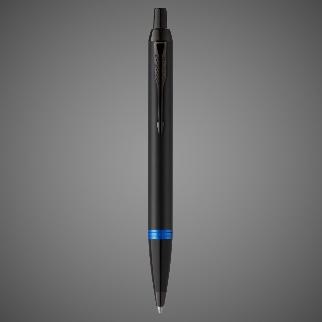 Шариковая ручка Parker IM Vibrant Rings Flame Blue,стержень: M, цвет чернил: Blue, в подарочной упаковке., Лаки и смолы: лак, латунь